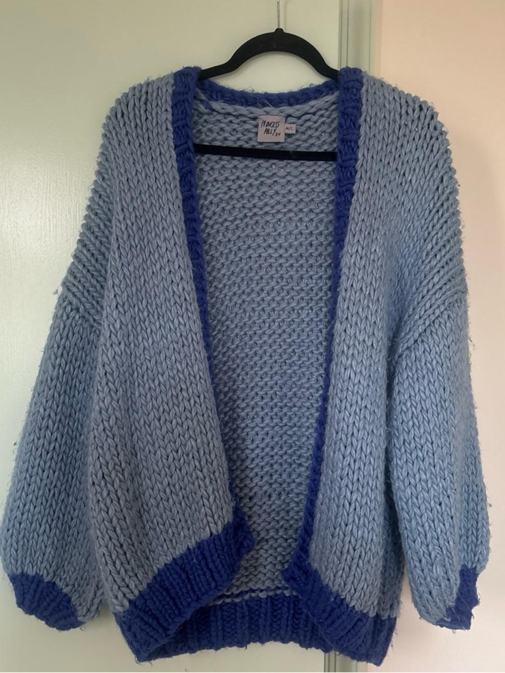 Princess Polly Light Blue & Royal Trim Chunky Crew Sweater